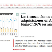 Las transacciones de fusiones y adquisiciones en Amrica Latina bajaron 26% en mayo